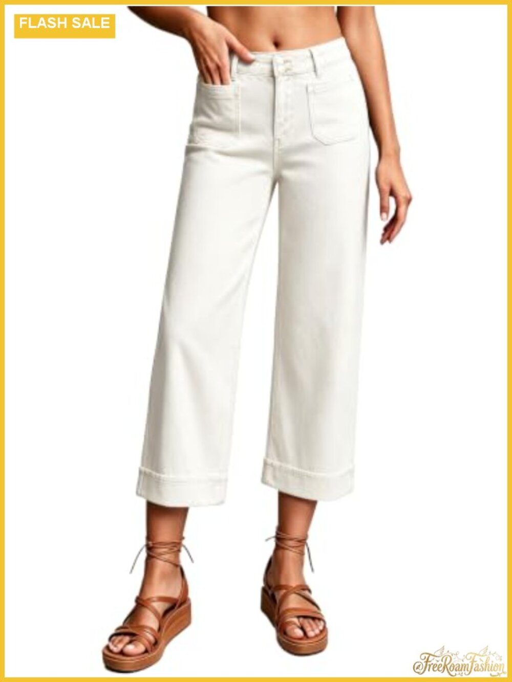 Women's Cropped Capri Jeans High Waist Straight Leg Stretch Denim